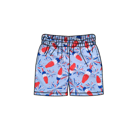 MOQ 5 pcs popsicle firework kids boys 4th of july shorts