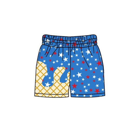 MOQ 5 pcs blue stars ice cream boys 4th of july shorts
