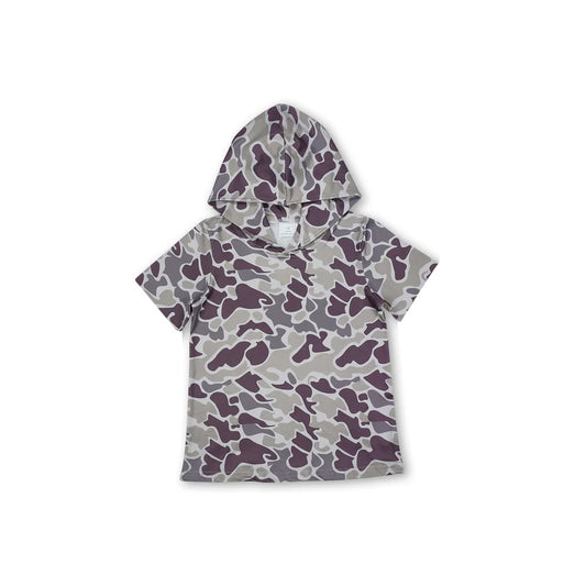 MOQ 5 pcs Short sleeves camo kids boys hoodie