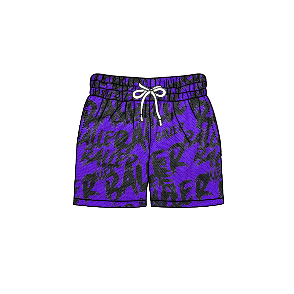 MOQ 5 pcs purple baller kids boys summer team shorts