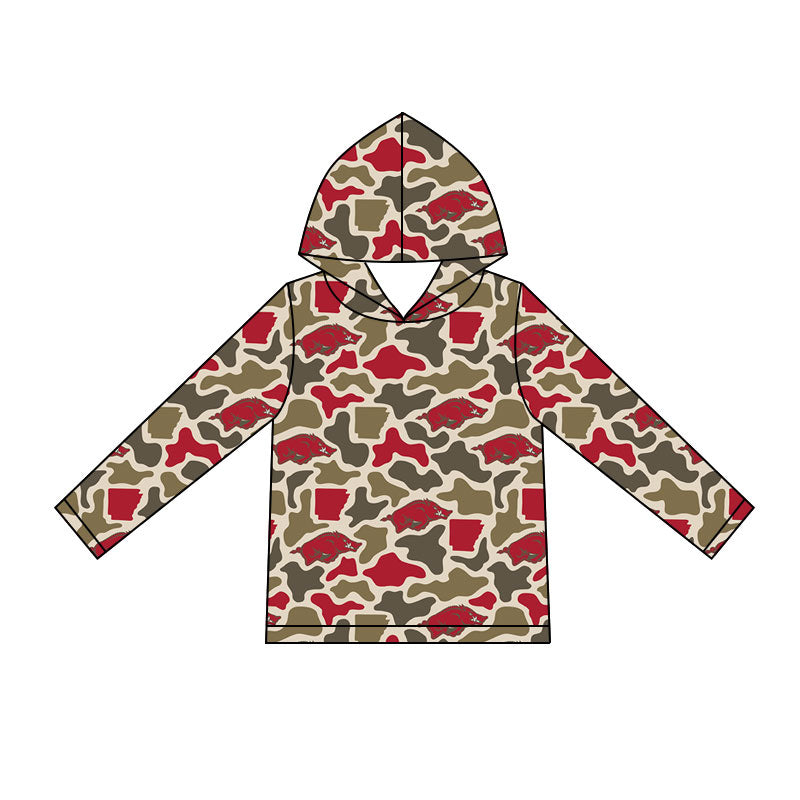 MOQ 5 pcs Long sleeves hog camo kids boys team hoodie