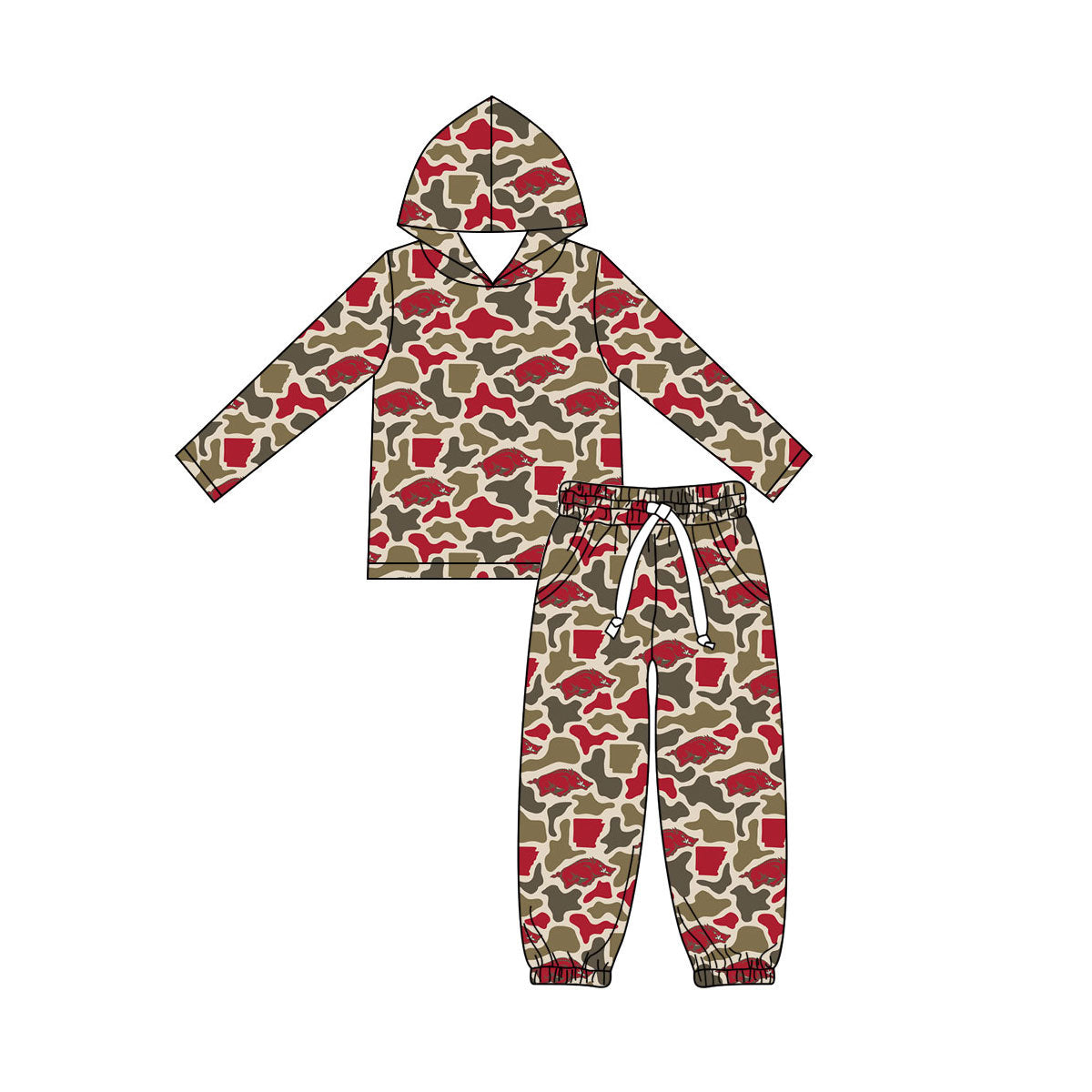 MOQ 5 pcs hog camo hoodie pants kids boys team outfits