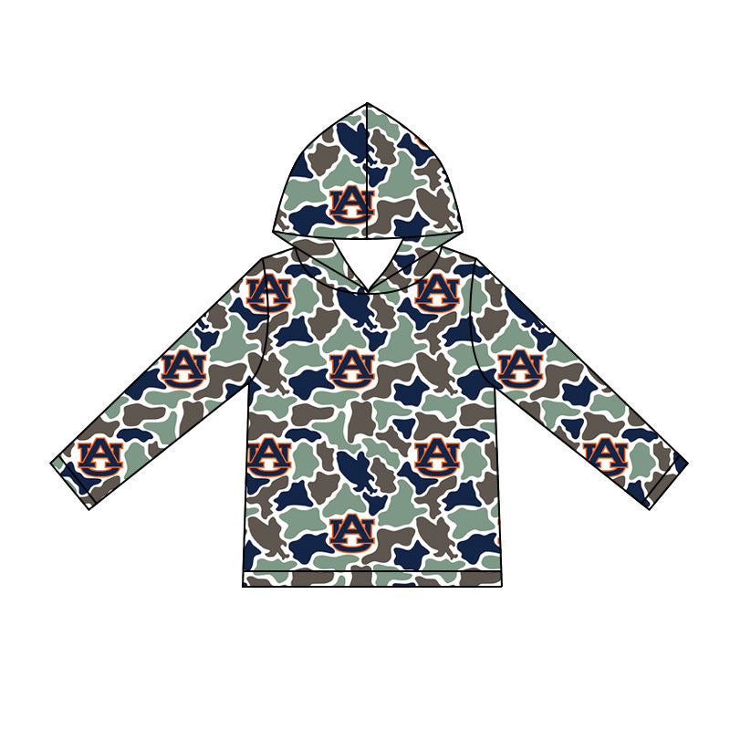 MOQ 5 pcs Long sleeves A U navy camo kids boys team hoodie