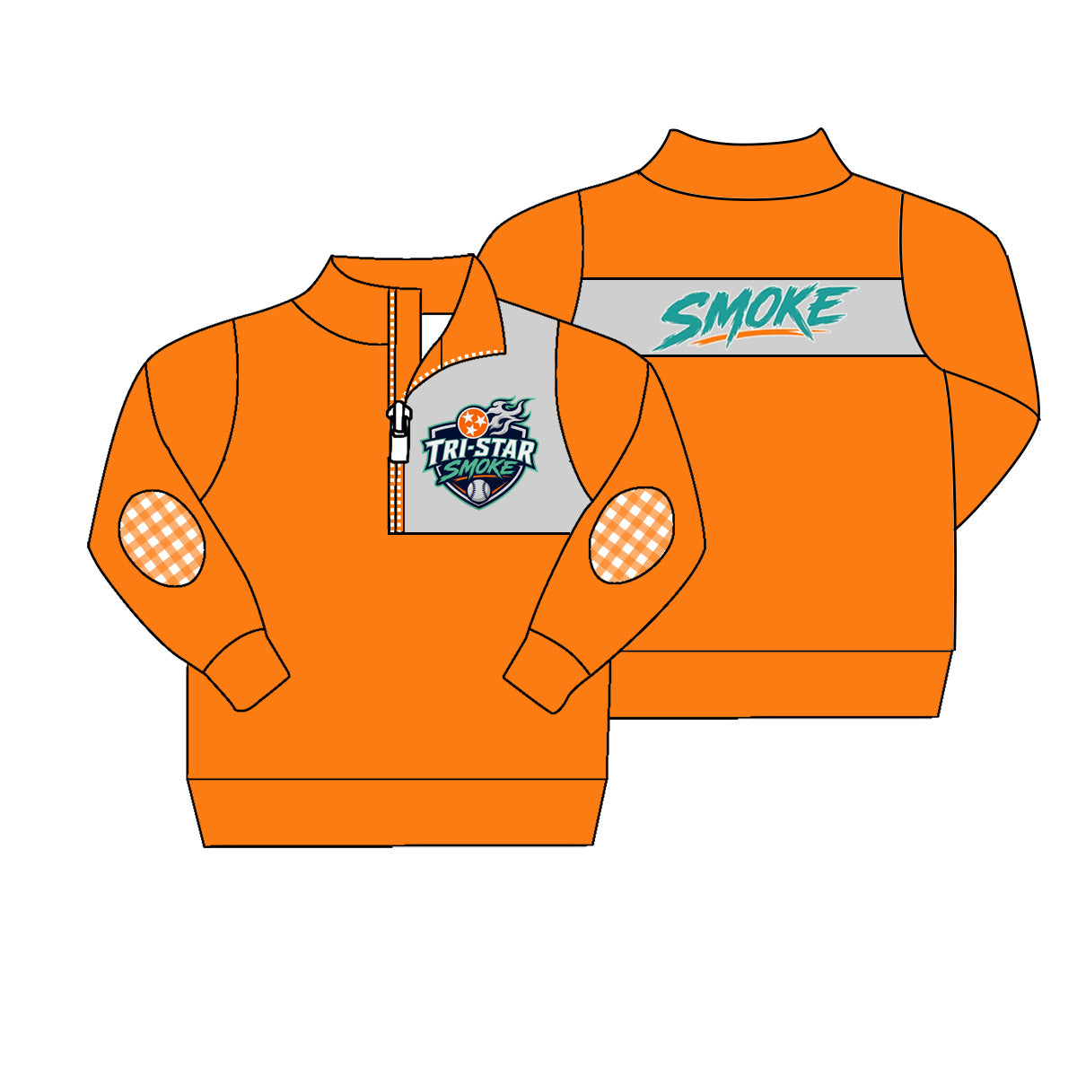 MOQ 5 pcs Long sleeves orange baseball kids team pullover
