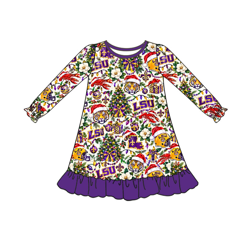 MOQ 8 pcs tiger girls Christmas team dresses