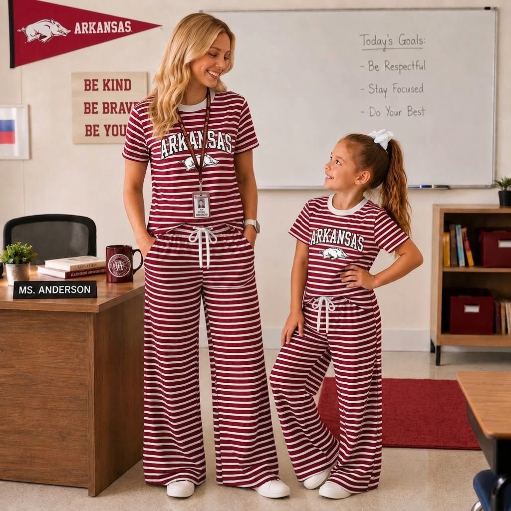 MOQ 8 short sleeves hog stripe mommy and me team outfits