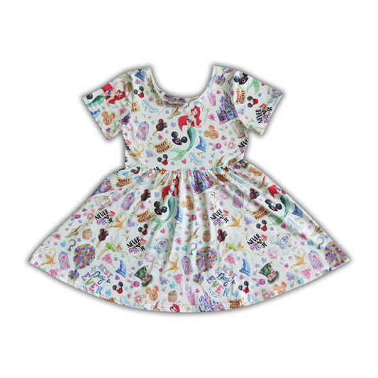 Cute princess never grow up short sleeve baby girls twirl dresses