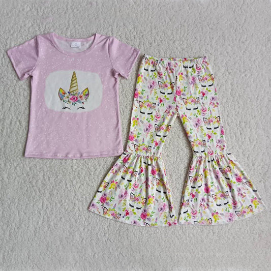 Girl Unicorn Bell Bottom Outfit