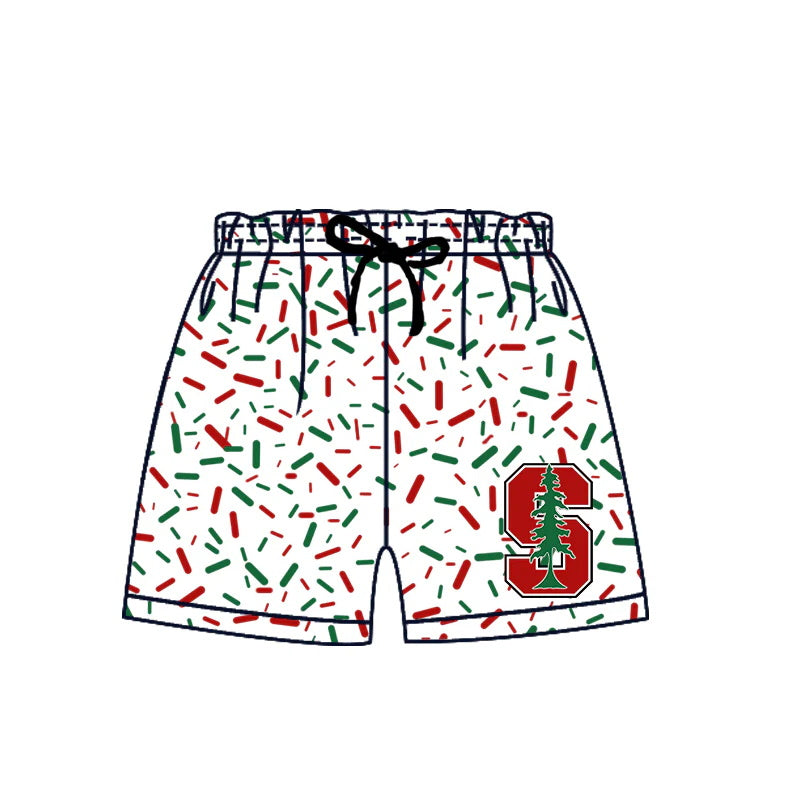 MOQ 3 pcs S green red ice cream sprinkle boys team shorts