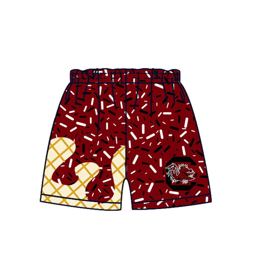 MOQ 3 pcs maroon red ice cream sprinkle boys team shorts