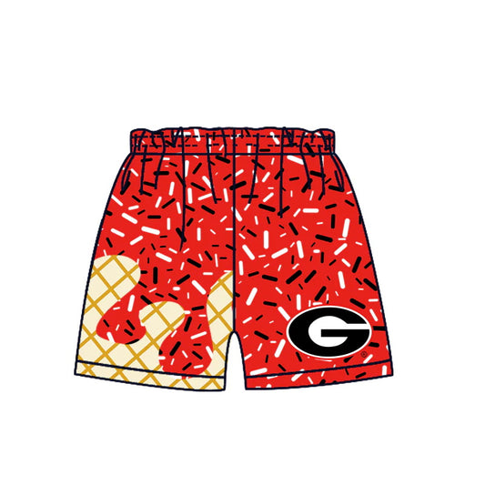 MOQ 3 pcs G red ice cream sprinkle boys team shorts