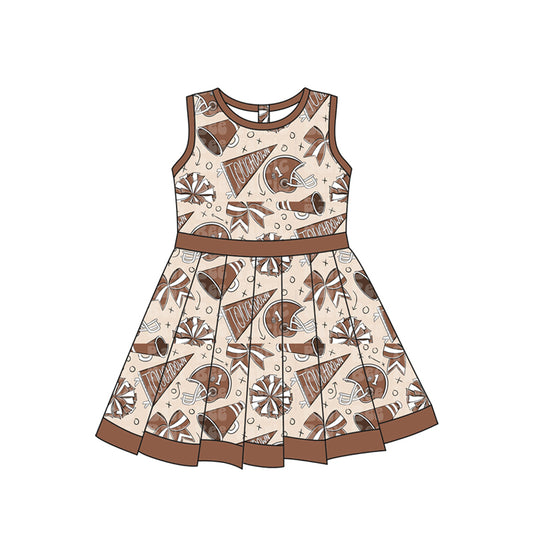 MOQ 5 pcs khaki bow touchdown cheer girls team athletic dress