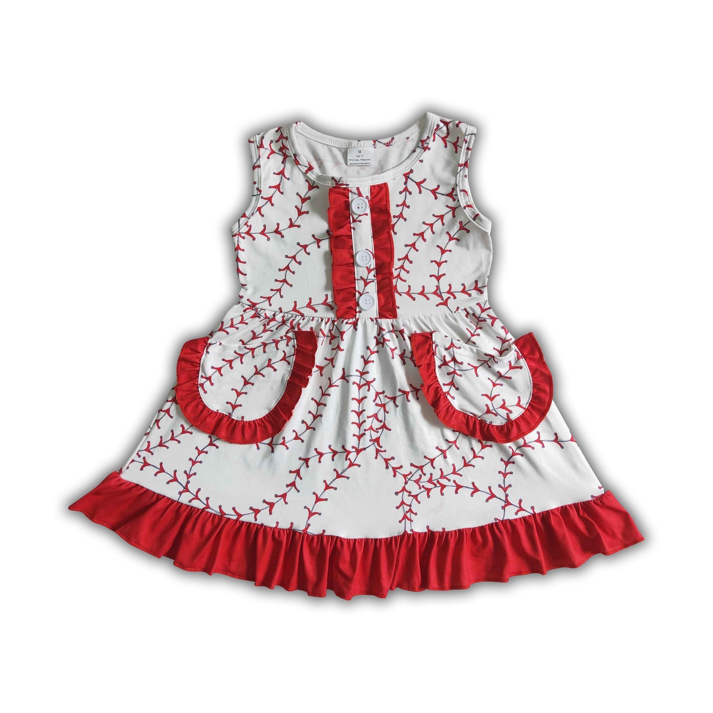 Sleeveless baseball pocket baby girls dresses