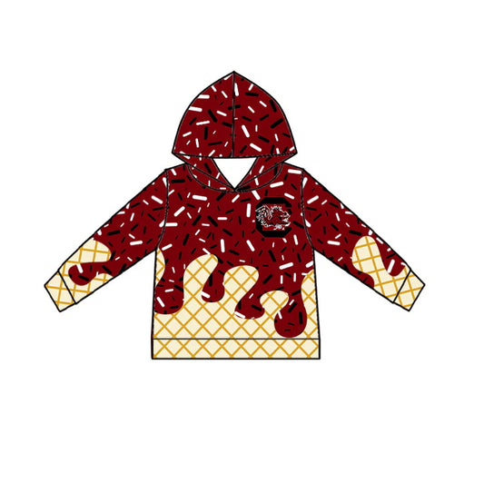 MOQ 3 pcs C Maroon ice cream sprinkle toddler kids team hoodie
