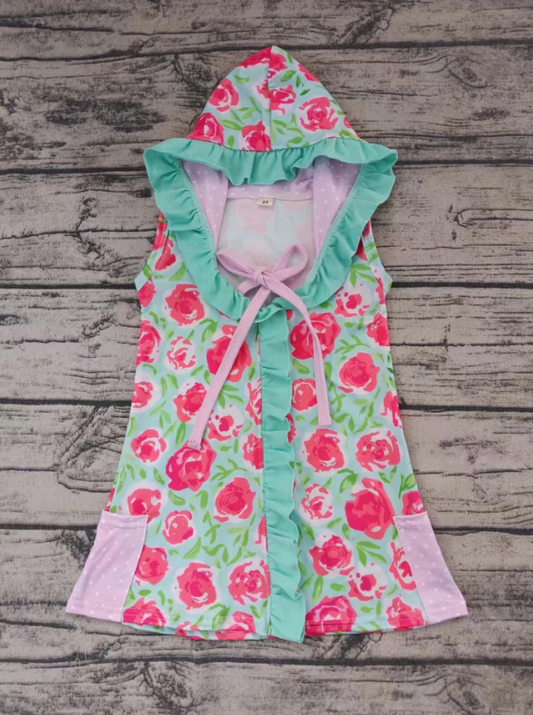 Deadline April 9 pink pockets floral girls swimming coverup