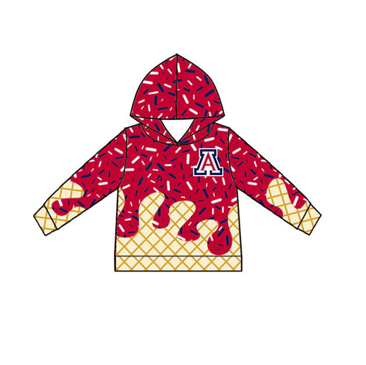 MOQ 3 pcs A red ice cream sprinkle toddler kids team hoodie