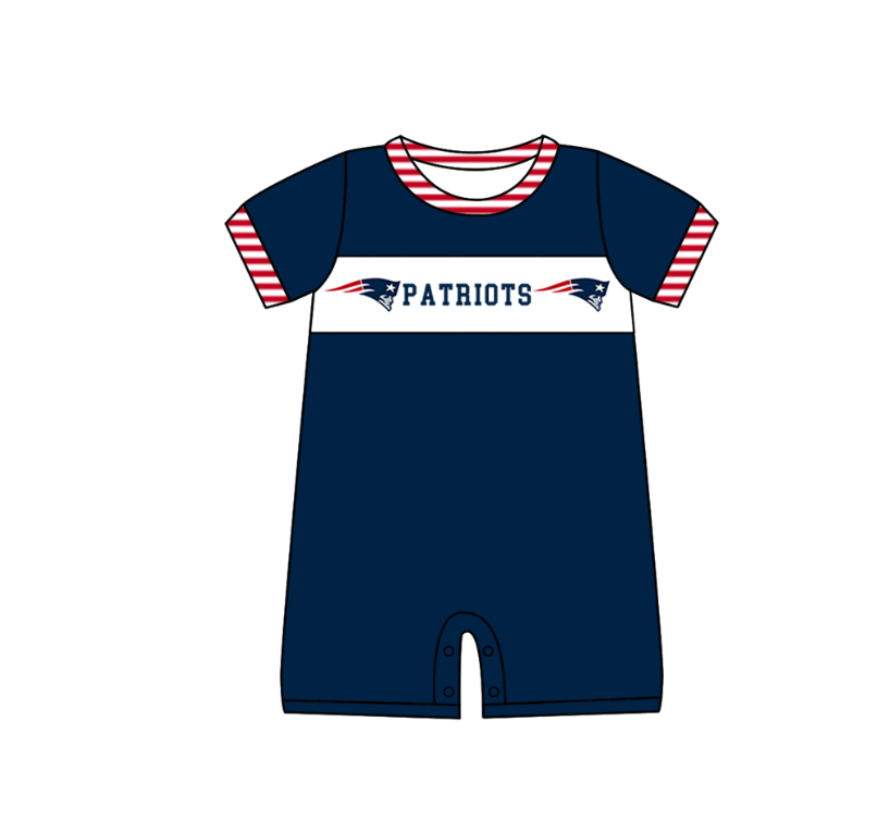 MOQ 5 pcs dark blue short sleeves P baby boys team romper