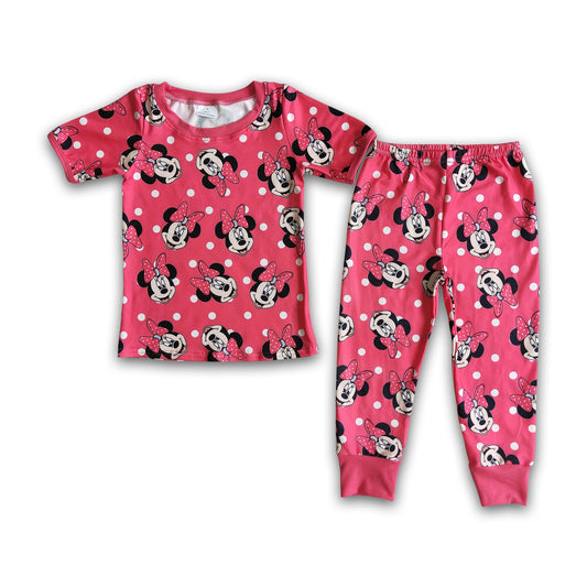 Cute mouse print short sleeve pants girls pajamas