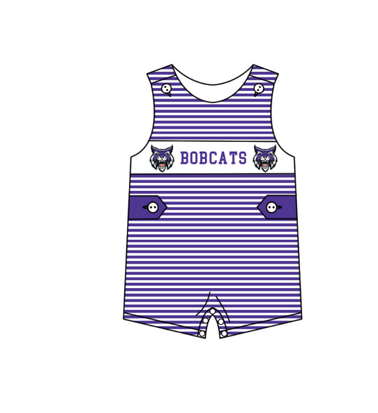MOQ 5 pcs purple stripe sleeveless CATS baby boys team romper