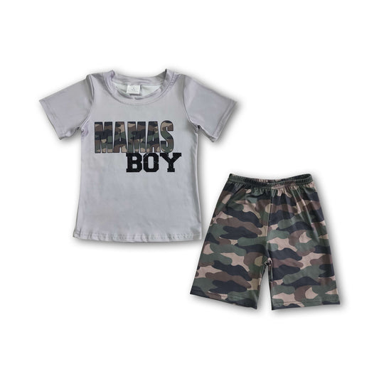 Mama's boy shirt camo shorts boy summer clothes