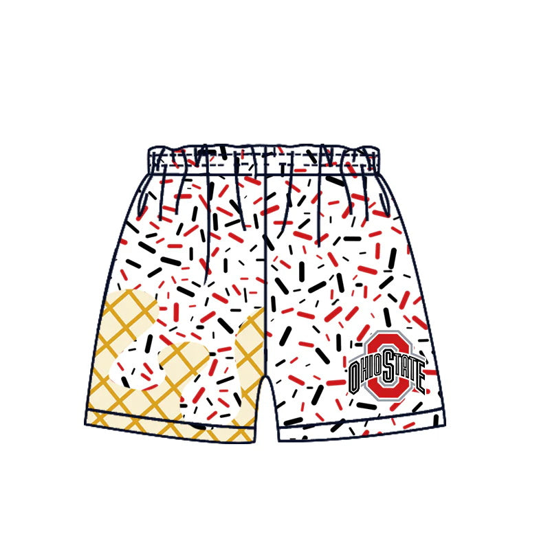 MOQ 3 pcs O red ice cream sprinkle boys team shorts