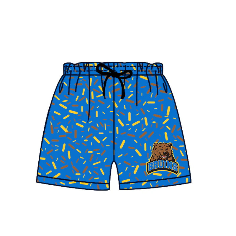 MOQ 3 pcs B blue ice cream sprinkle boys team shorts