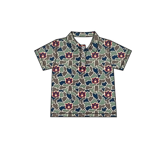 MOQ 5 pcs short sleeves A U camo kids boys team polo shirt