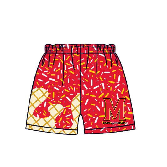 MOQ 3 pcs M red ice cream sprinkle boys team shorts