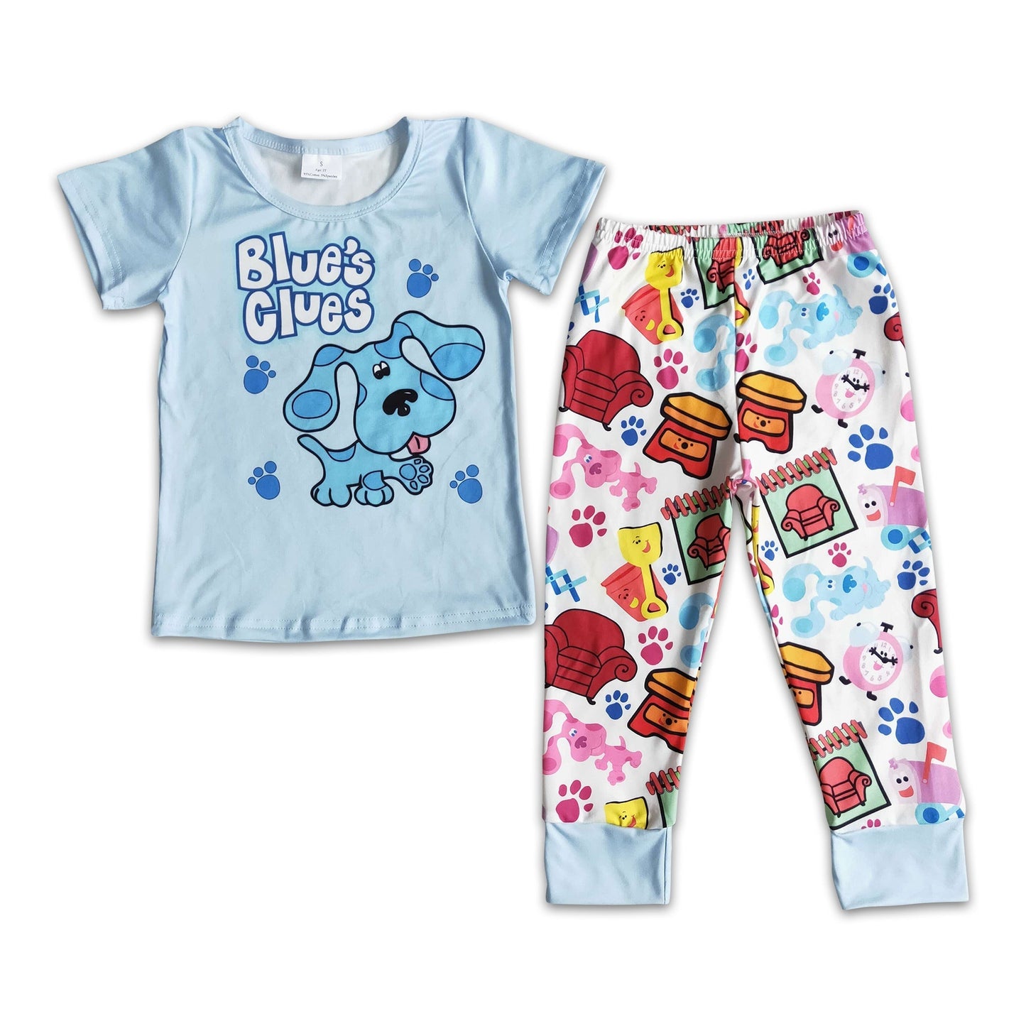 Blue dog short sleeve shirt pants boy cute outfits