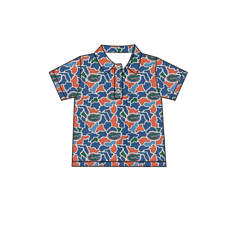 MOQ 5 pcs short sleeves crocodile camo kids boys team polo shirt