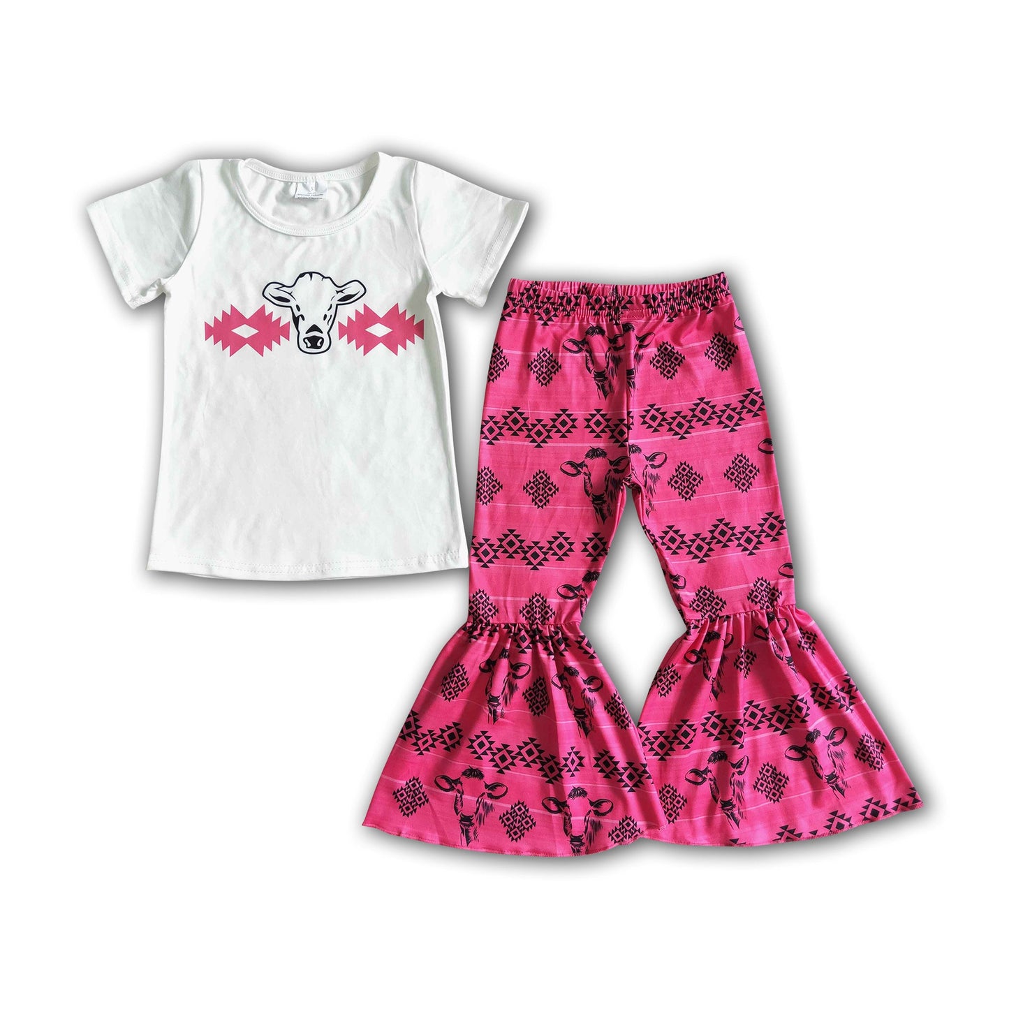 Aztec cow print girls children clothing set