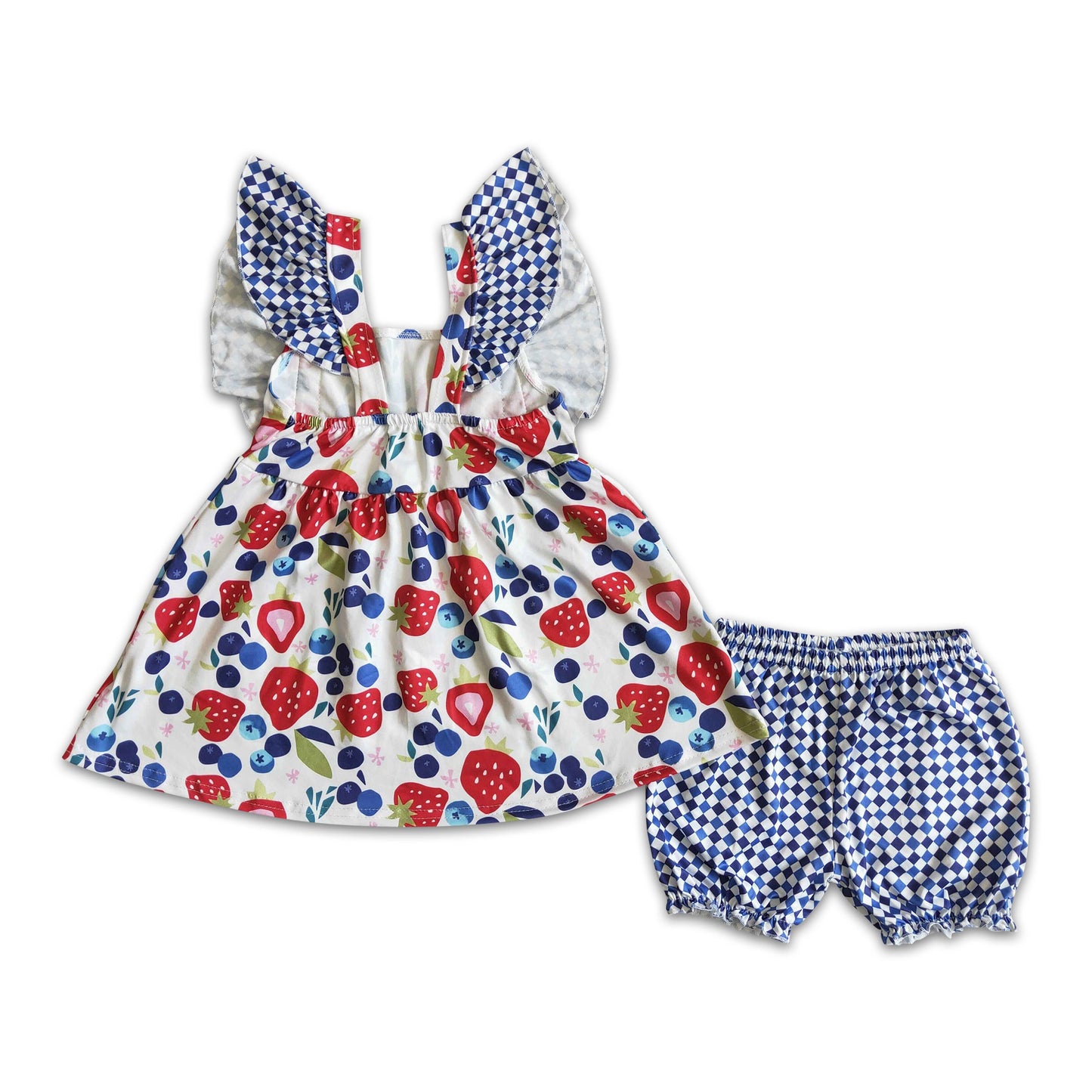 Strawberry blueberry print tunic shorts girls summer clothes