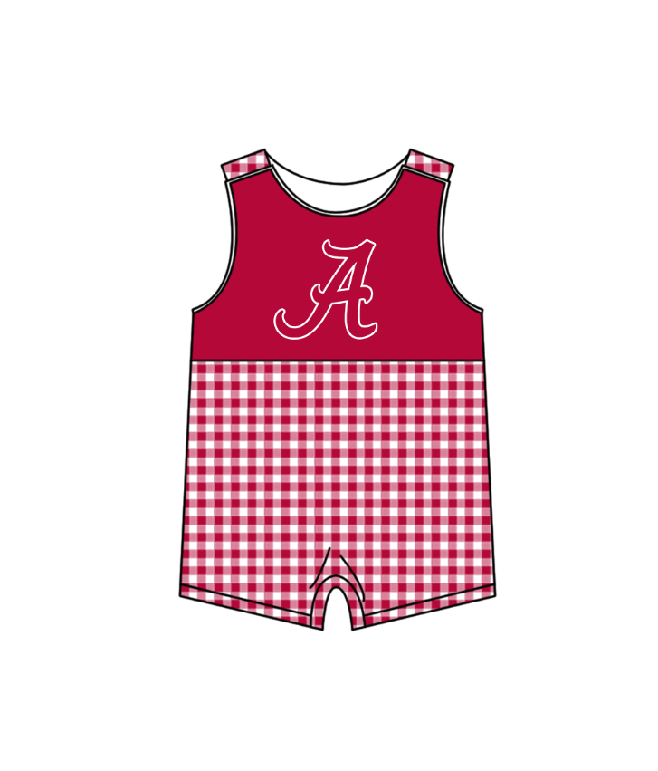 MOQ 5 pcs rose plaids sleeveless A baby boys team romper