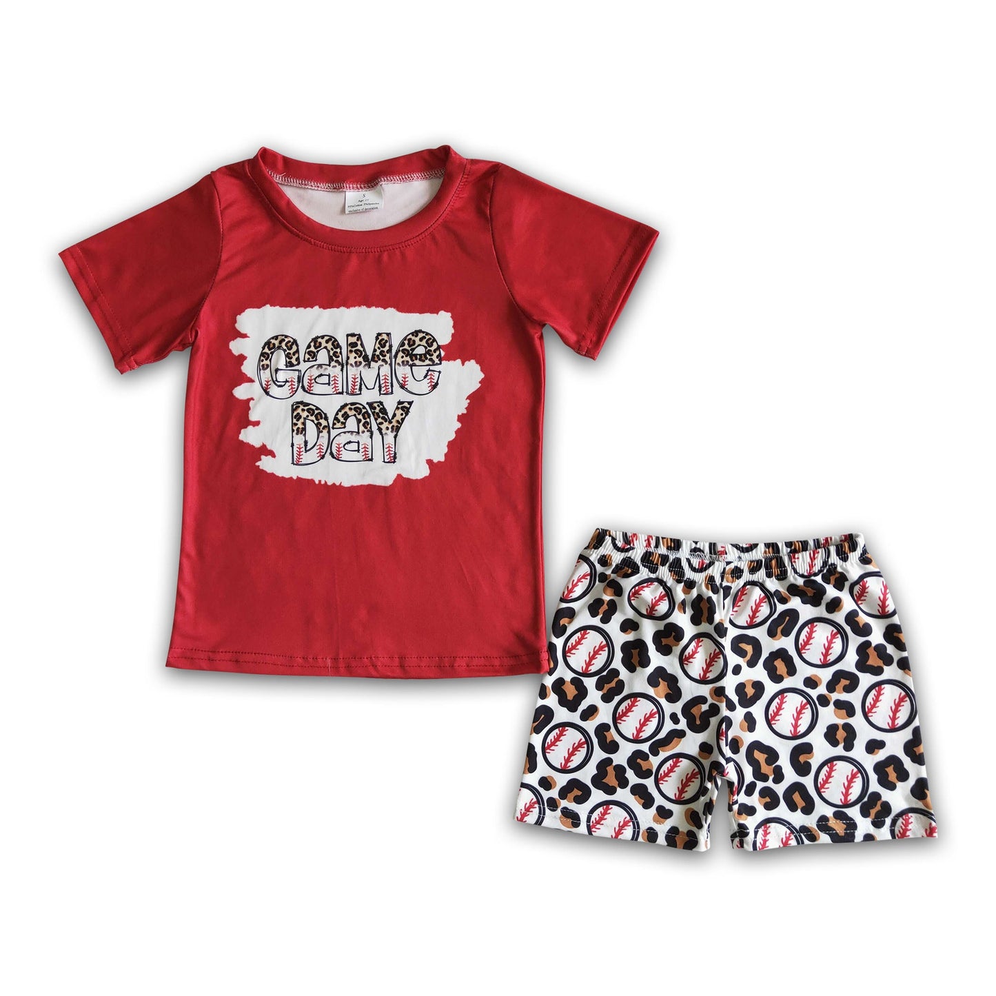 Game day shirt baseball leopard shorts boy outfits