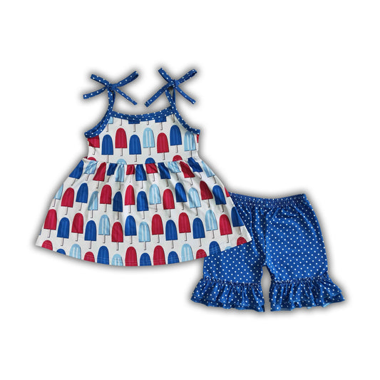 Sleeveless popsicle children 4th of july outfits