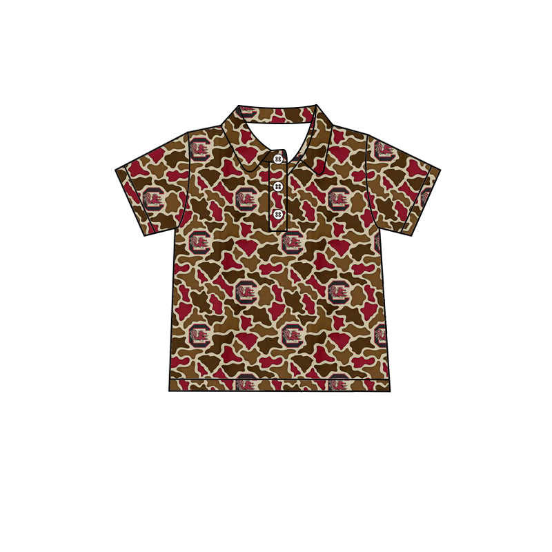 MOQ 5 pcs short sleeves C camo kids boys team polo shirt