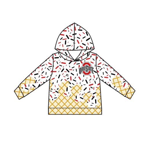 MOQ 3 pcs O red ice cream sprinkle toddler kids team hoodie