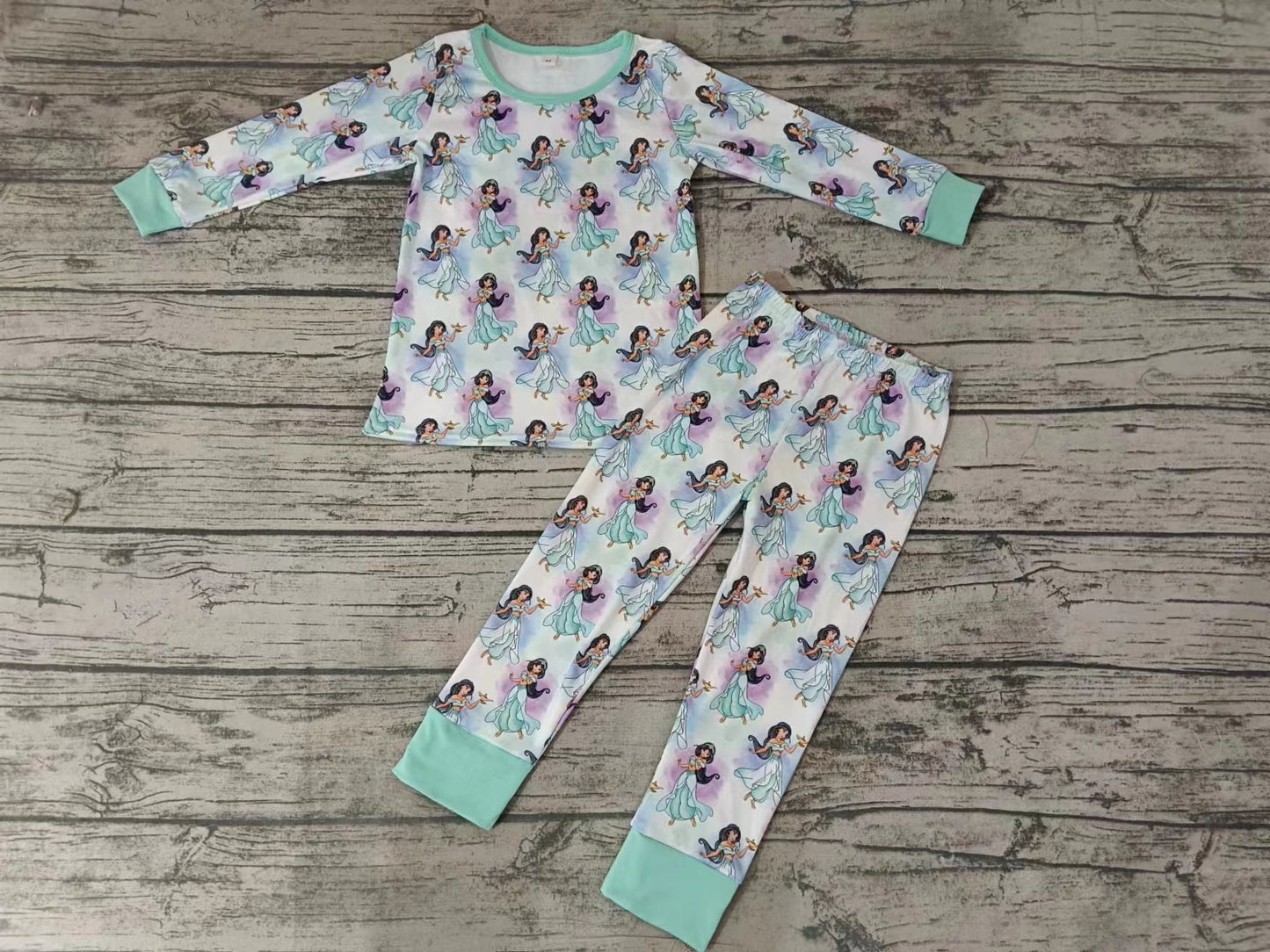 MOQ 5 long sleeves lavender princess baby girls pajamas