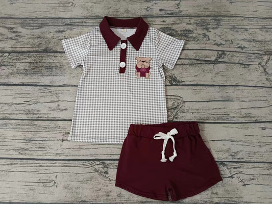 MOQ 3 pcs M plaid polo shirt shorts boy team clothes