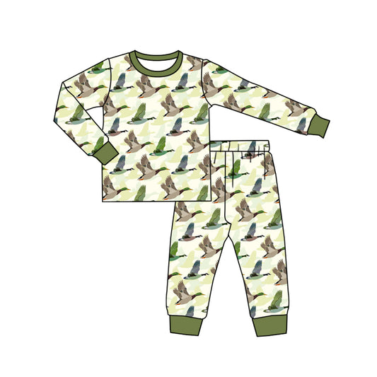 MOQ 5 green duck long sleeves kids boy pajamas