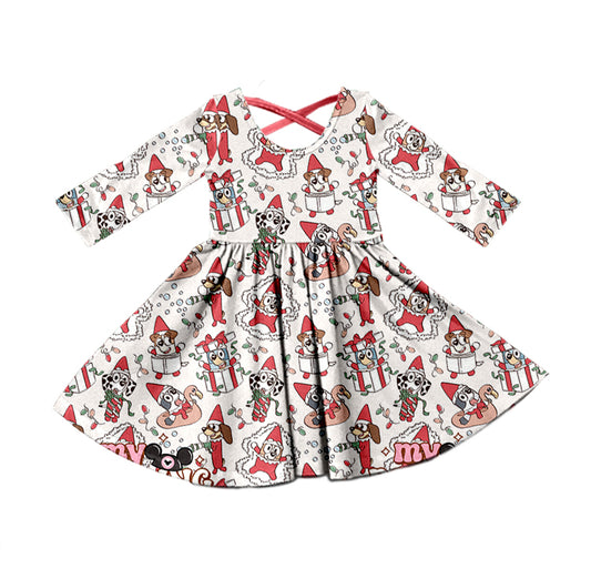 MOQ 5 Christmas hat dogs kids girls dress