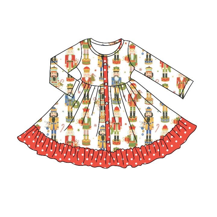 MOQ 5 Ballet long sleeves polka dots girls Christmas dress