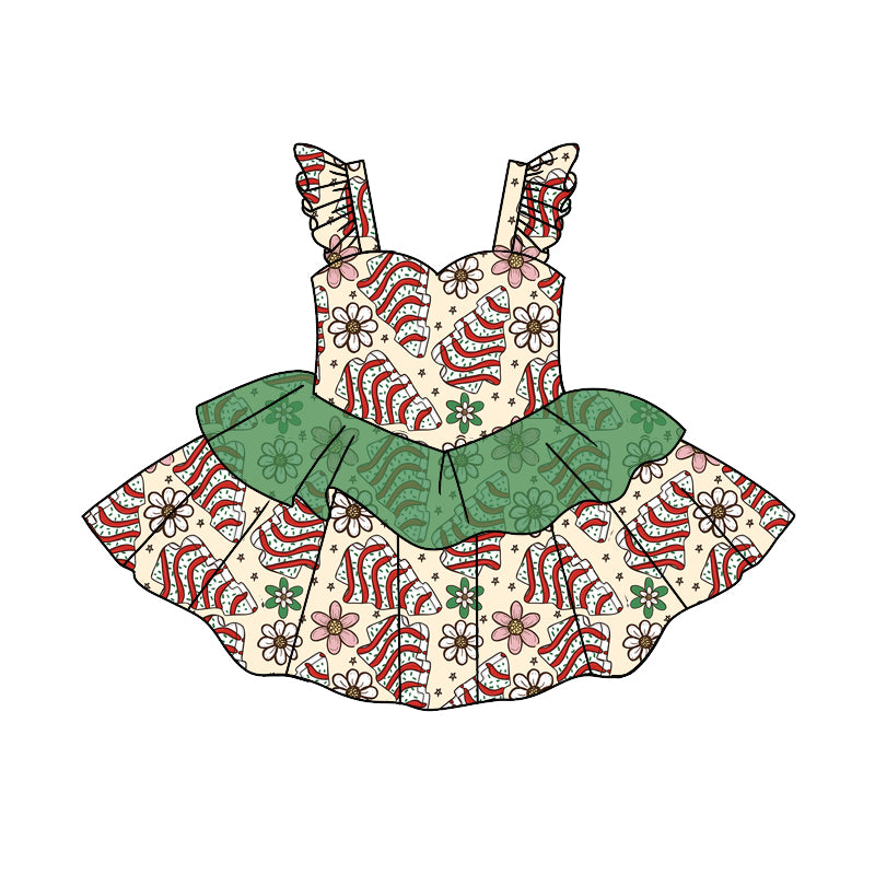 MOQ 5 Pink floral cake tulle baby girls Christmas dress