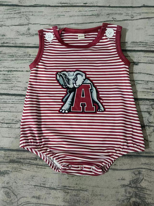 MOQ 3 pcs sleeveless A elephants maroon stripe baby team romper
