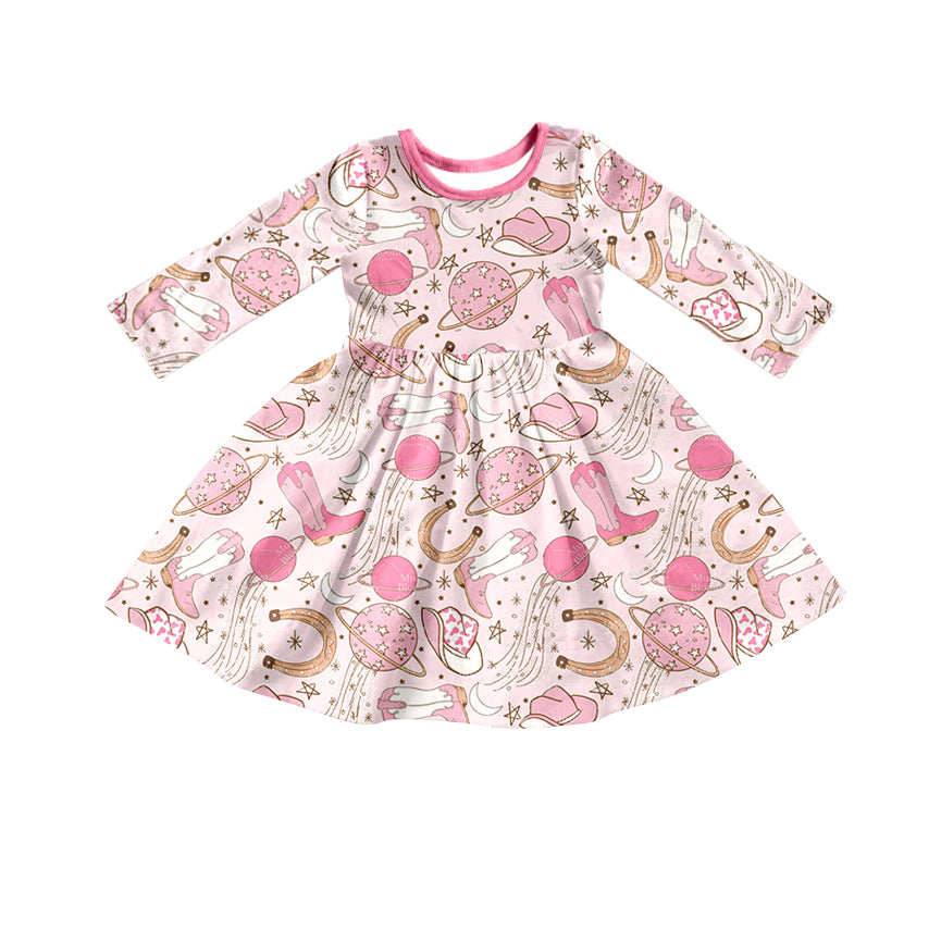 MOQ 5 pink boots hat cowgirl long sleeves western dress