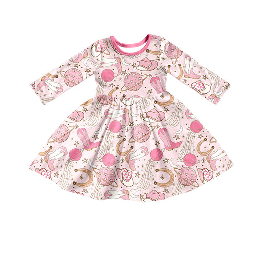 MOQ 5 pink boots hat cowgirl long sleeves western dress