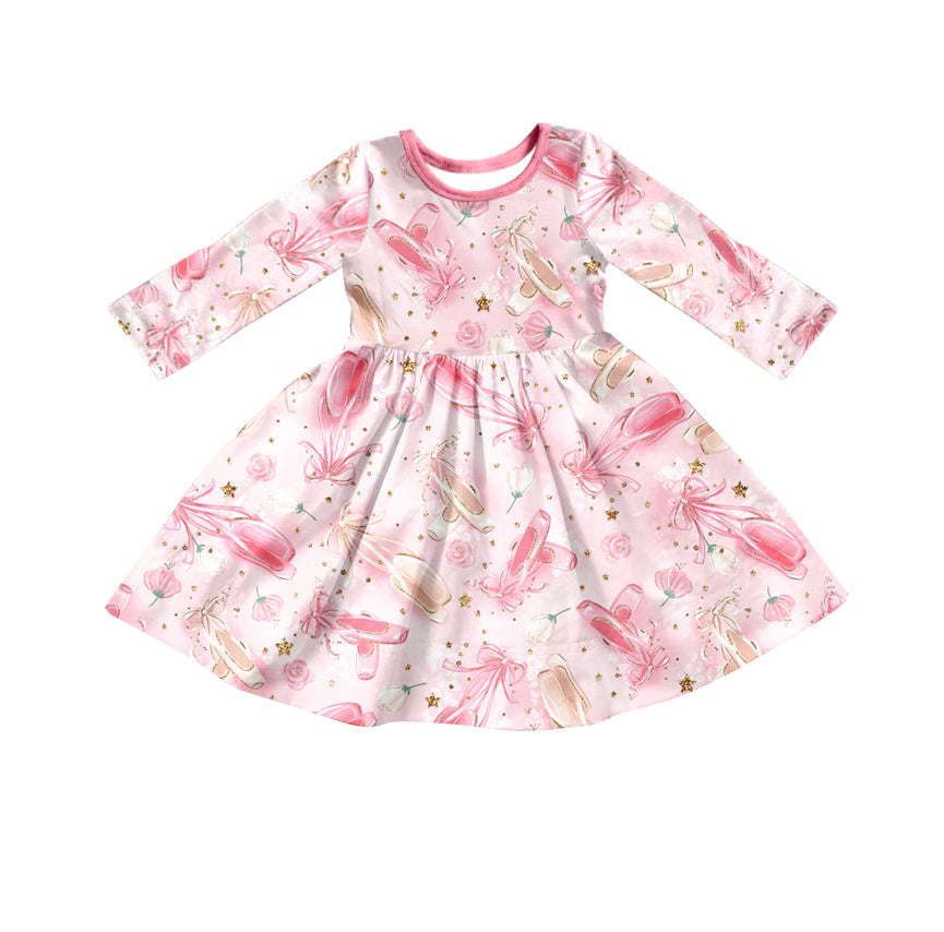 MOQ 5 pink dance long sleeves girls dresses