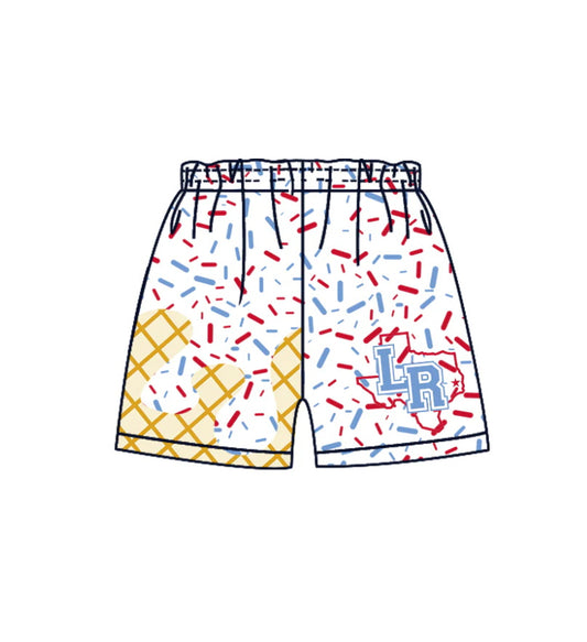 MOQ 3 pcs L R white ice cream sprinkle boys team shorts