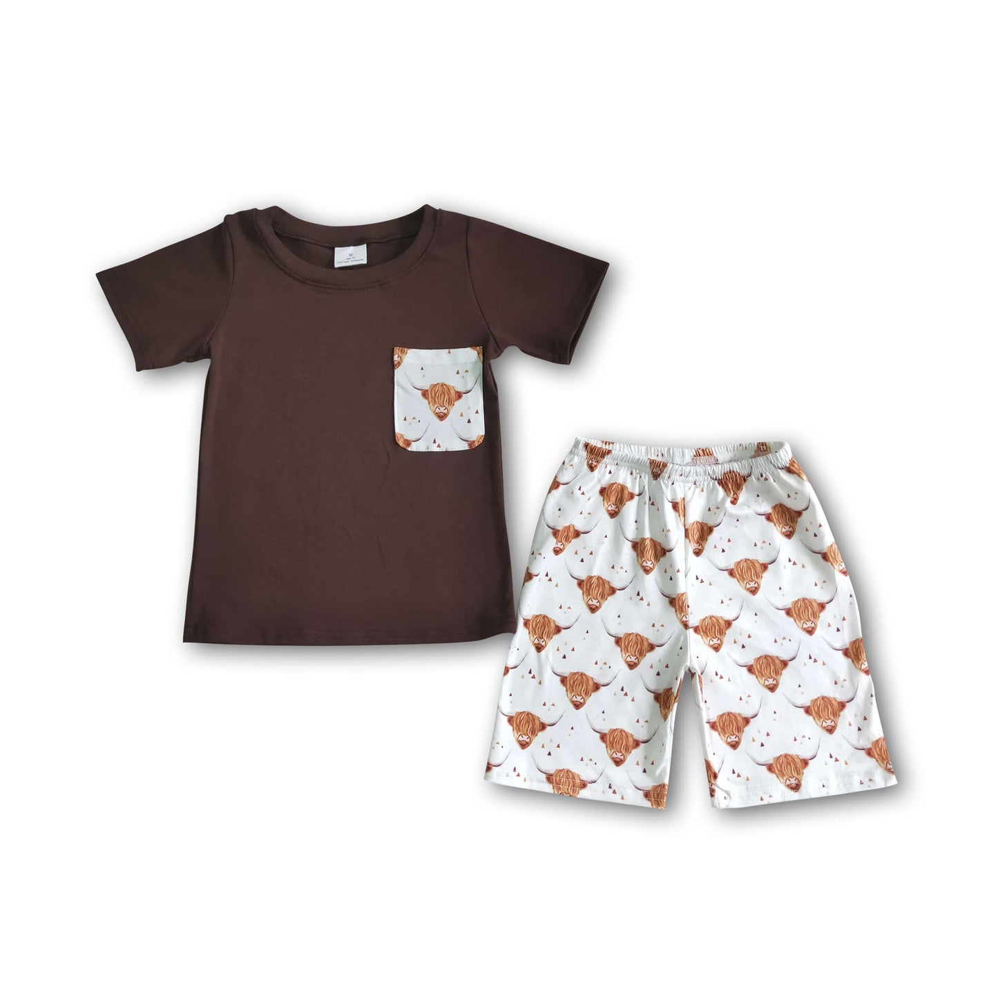 Highland cow pocket kids boy clothing set