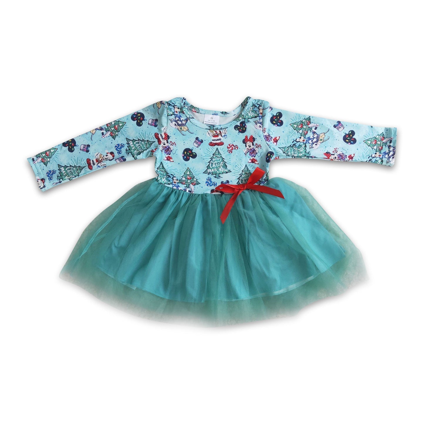 Christmas long sleeve tulle mouse girls dresses